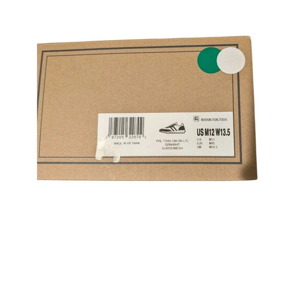 Polo Ralph Lauren PRL Trail 100 Suede & Mesh Sneaker Green White New With Box - Picture 8 of 10